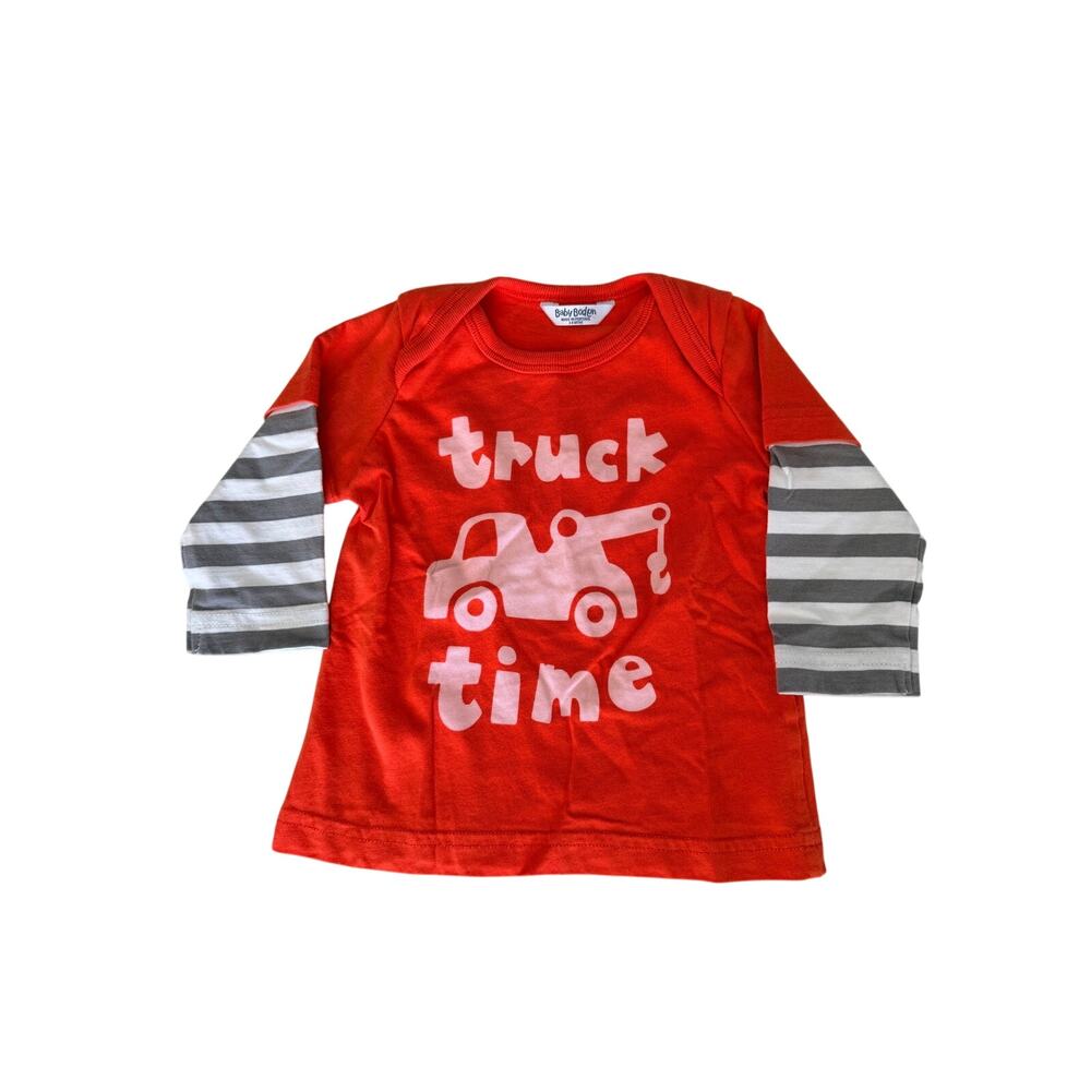 Baby Boden 'Truck Time' Graphic Tee - Orange & Gray